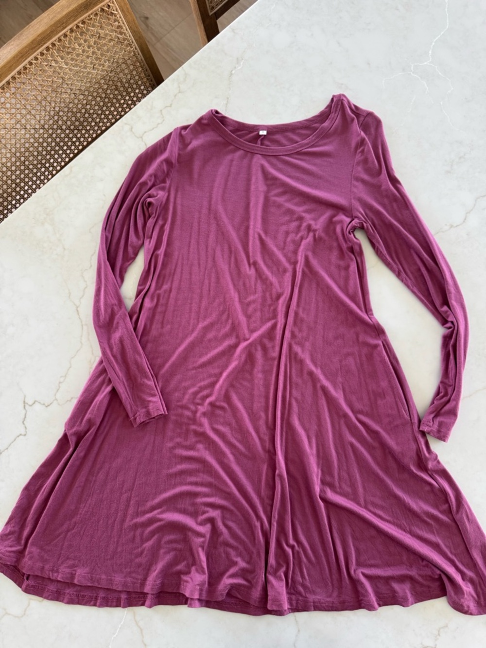 Long Sleeve Swing Dress in Mauve